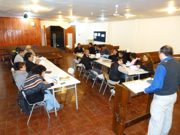 Mike teaches at a church in Montijo.